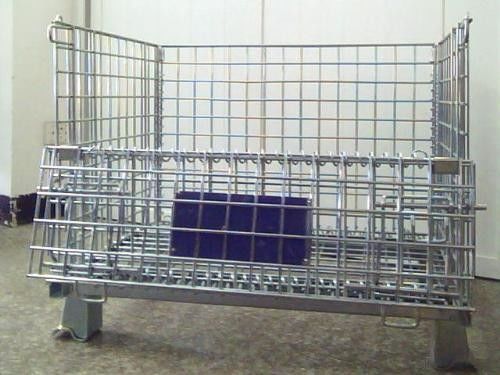 Cage à palettes en treillis galvanisé pliable empilable