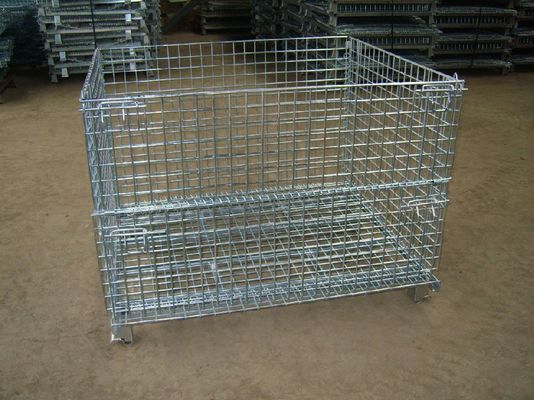 Cage à palettes en treillis galvanisé pliable empilable
