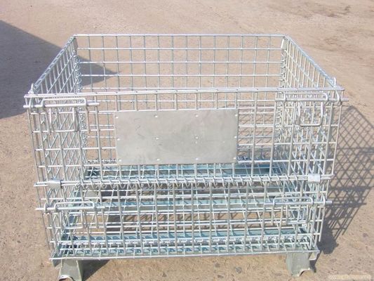 Cage de stockage métallique galvanisée lourde / conteneur à treillis métallique pliable pour la résidence de port