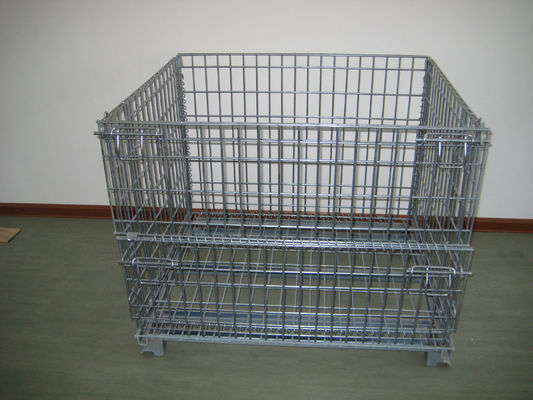 Cage de stockage métallique galvanisée lourde / conteneur à treillis métallique pliable pour la résidence de port