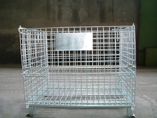 Cages galvanisées en fil métallique mobile, conteneur de stockage en filet de fil