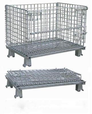 Un conteneur en fil de fer pliable mobile, une cage en fil d' acier avec traitement de surface galvanisé
