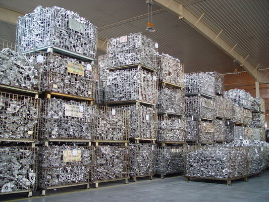 Cages galvanisées en fil métallique mobile, conteneur de stockage en filet de fil