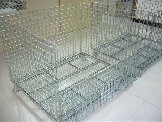 Conteneur de treillis métallique galvanisé pliable, boîtes de stockage de treillis métalliques pour entrepôt