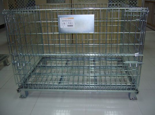Conteneur de treillis métallique galvanisé pliable, boîtes de stockage de treillis métalliques pour entrepôt