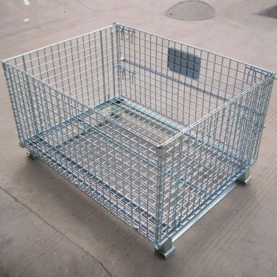 Cage en treillis métallique pliable logistique verrouillable / conteneurs de stockage en acier mobile