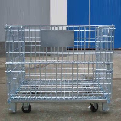 Cage en treillis métallique pliable logistique verrouillable / conteneurs de stockage en acier mobile