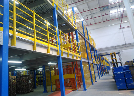 Étagère à palettes à plusieurs niveaux Mezzanine supportée, structure en acier Plancher mézzanine