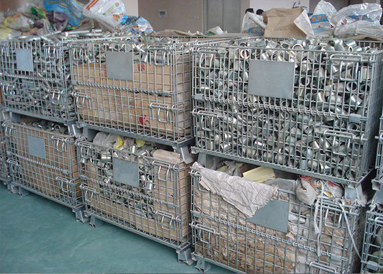 Cage à palettes en treillis galvanisé pliable empilable