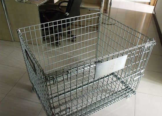 Cage pliable en treillis métallique avec rouleaux de freinage pour le transport de marchandises logistiques