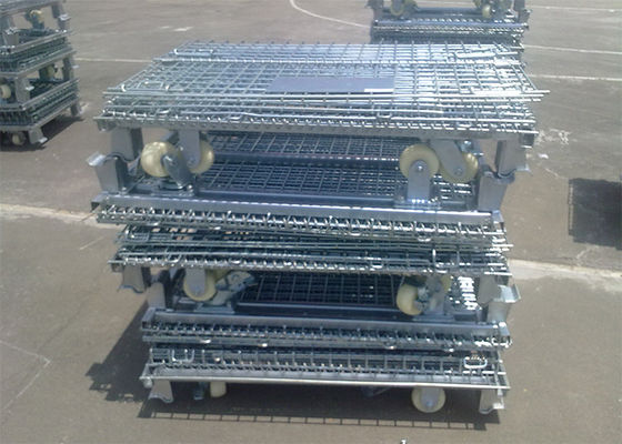 Conteneur de treillis métallique galvanisé pliable, boîtes de stockage de treillis métalliques pour entrepôt