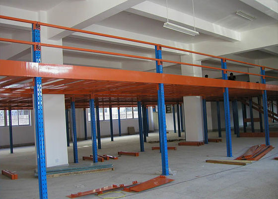 Plateforme de stockage industriel en acier à laminage à froid de 2 niveaux Couleur orange / bleu