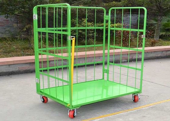 Cages de stockage en treillis métalliques pliables empilés, chariot à cage à rouleaux pour le transport